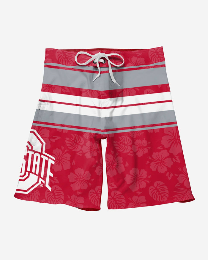 Ohio State Buckeyes Hibiscus Boardwalk Stripe Boardshorts FOCO - FOCO.com