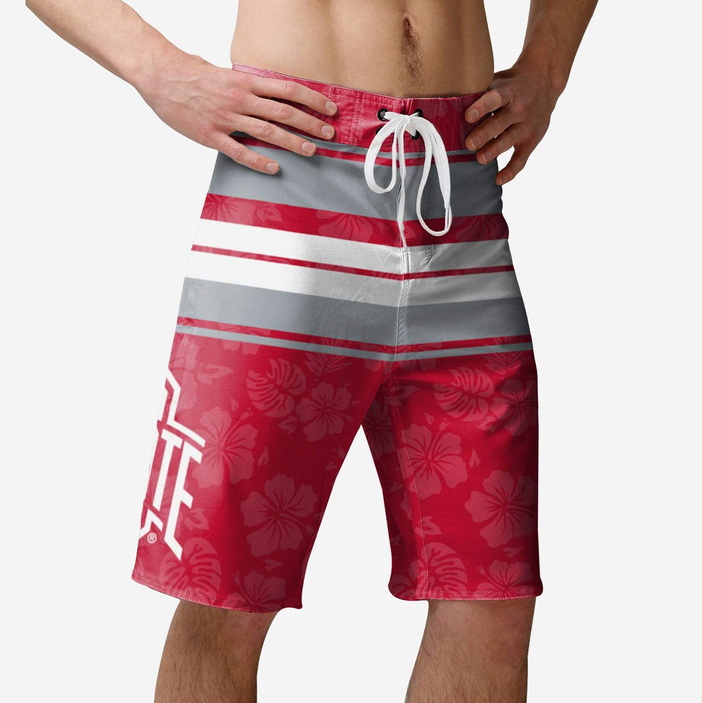 Ohio State Buckeyes Hibiscus Boardwalk Stripe Boardshorts FOCO S - FOCO.com