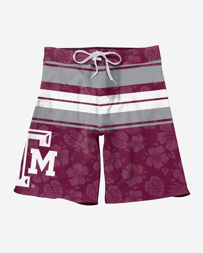 Texas A&M Aggies Hibiscus Boardwalk Stripe Boardshorts FOCO - FOCO.com