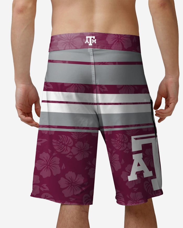 Texas A&M Aggies Hibiscus Boardwalk Stripe Boardshorts FOCO - FOCO.com