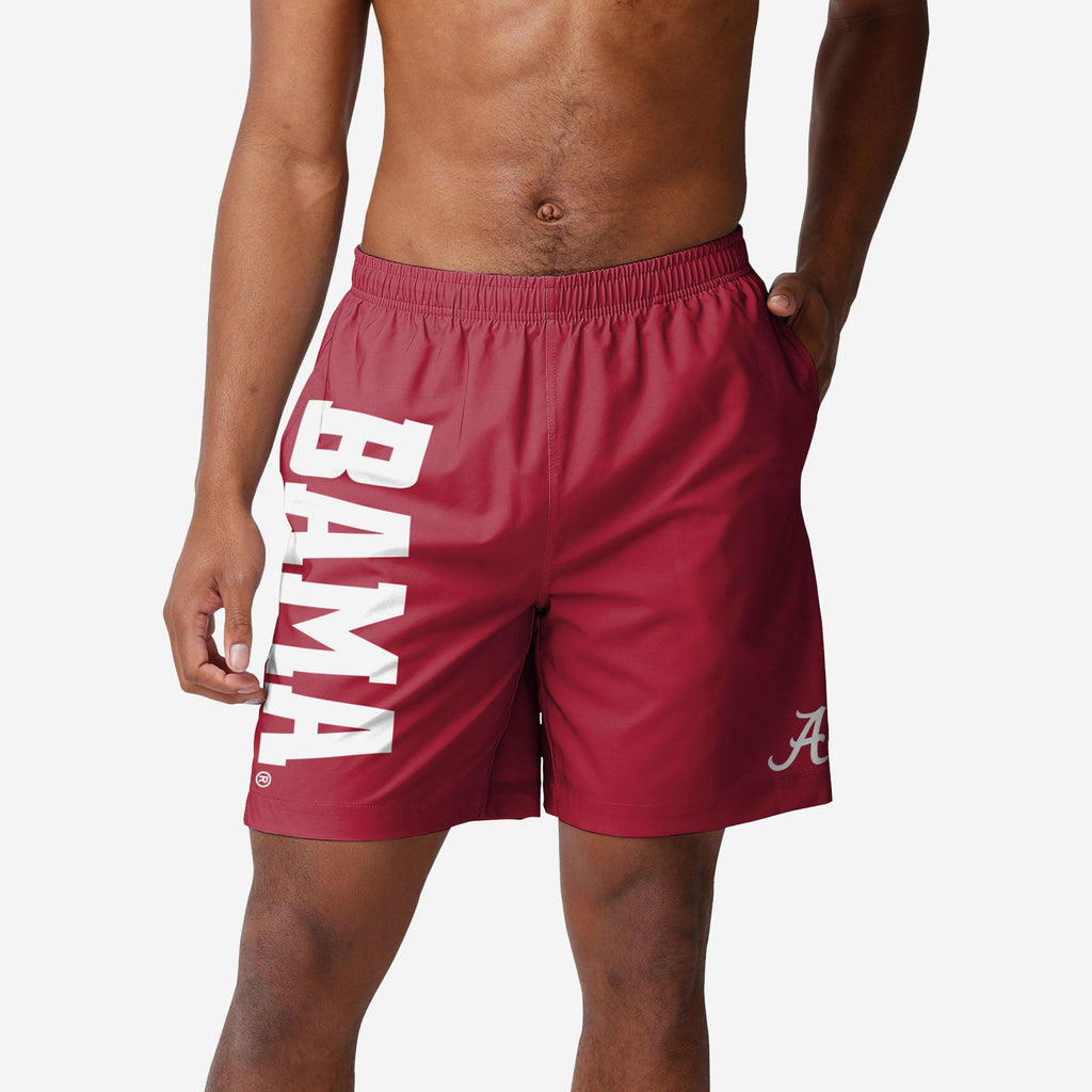 Alabama Crimson Tide Solid Wordmark Traditional Swimming Trunks FOCO S - FOCO.com