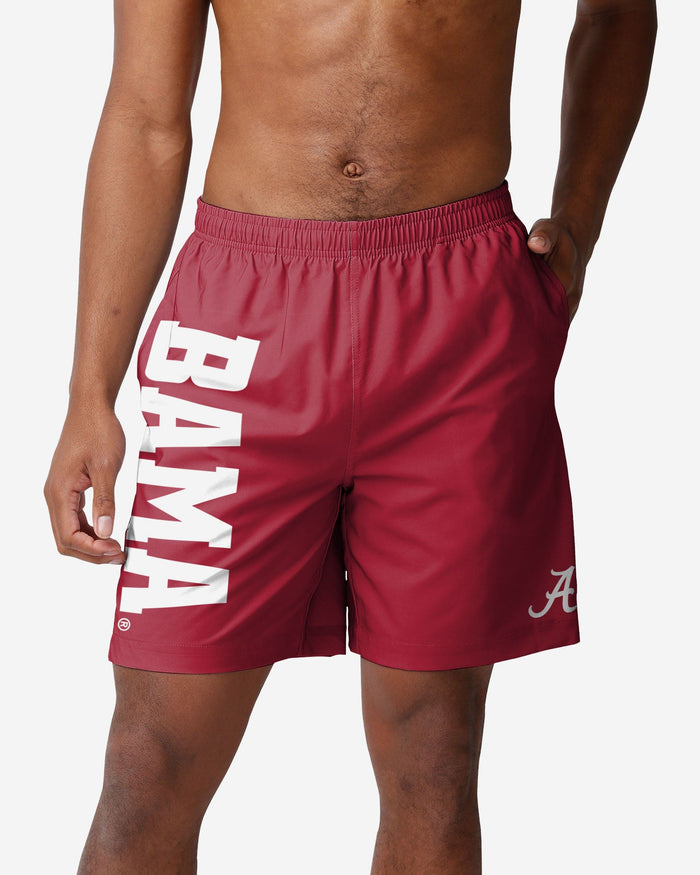 Alabama Crimson Tide Solid Wordmark Traditional Swimming Trunks FOCO S - FOCO.com