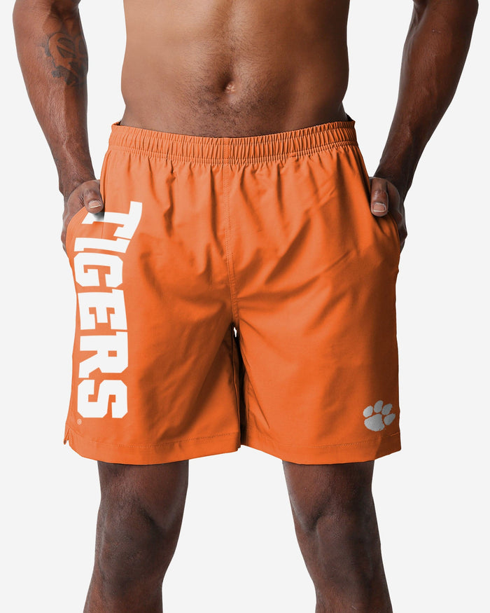 Clemson Tigers Solid Wordmark Traditional Swimming Trunks FOCO S - FOCO.com