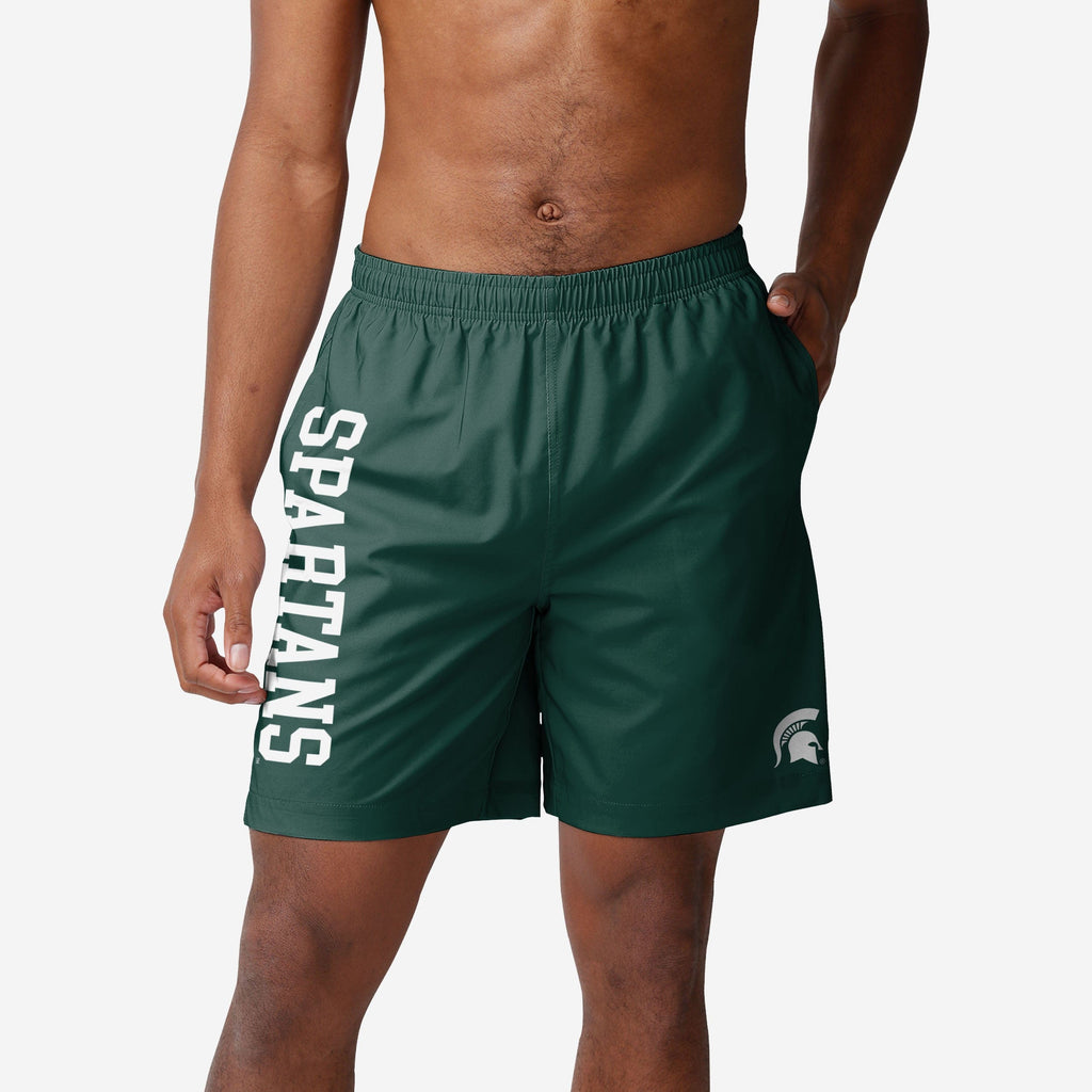 Michigan State Spartans Solid Wordmark Traditional Swimming Trunks FOCO S - FOCO.com