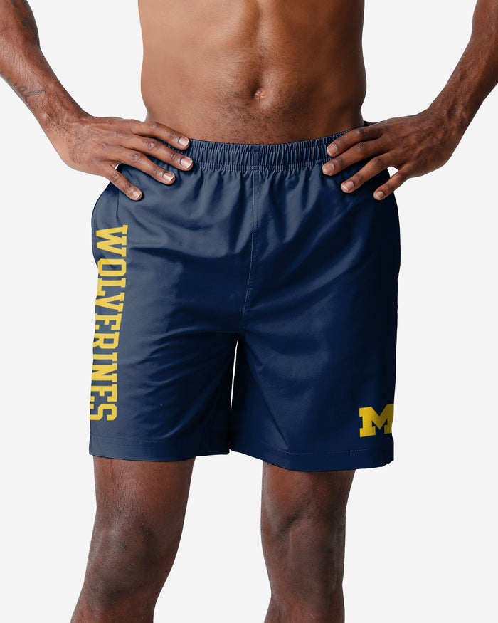 Michigan Wolverines Solid Wordmark Traditional Swimming Trunks FOCO S - FOCO.com