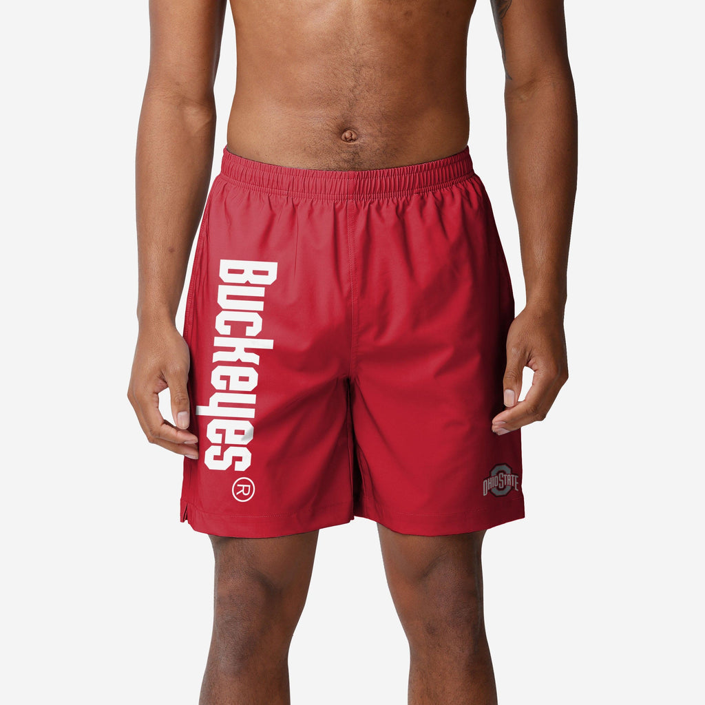 Ohio State Buckeyes Solid Wordmark Traditional Swimming Trunks FOCO S - FOCO.com