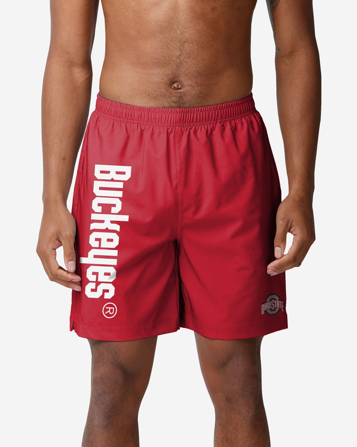 Ohio State Buckeyes Solid Wordmark Traditional Swimming Trunks FOCO S - FOCO.com