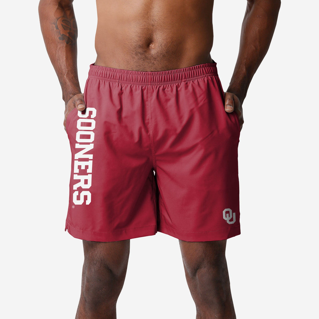 Oklahoma Sooners Solid Wordmark Traditional Swimming Trunks FOCO S - FOCO.com