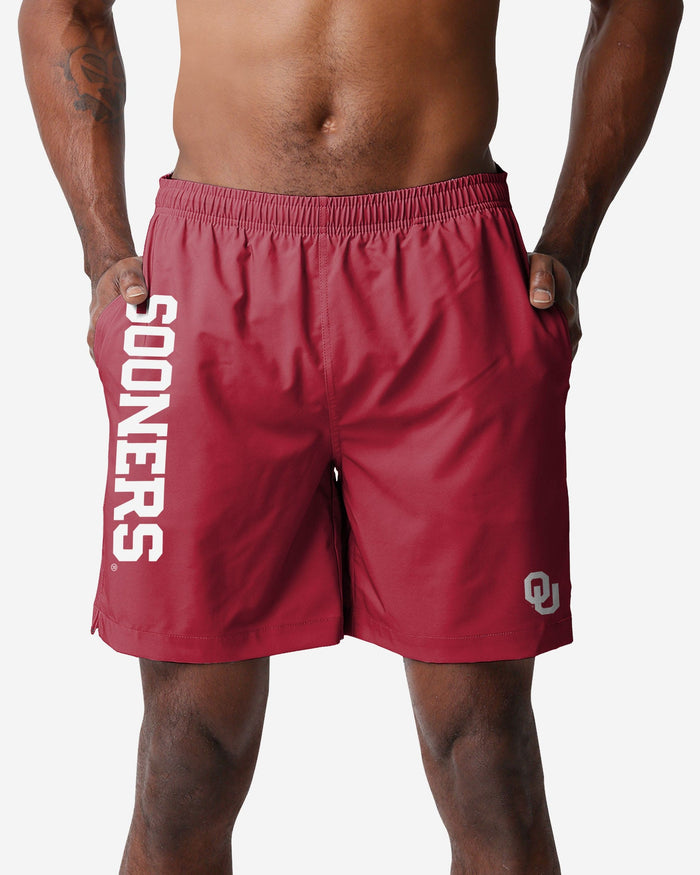 Oklahoma Sooners Solid Wordmark Traditional Swimming Trunks FOCO S - FOCO.com