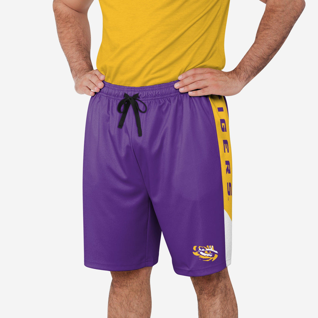 LSU Tigers Side Stripe Training Shorts FOCO S - FOCO.com