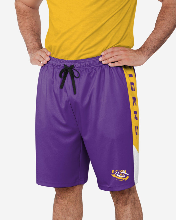 LSU Tigers Side Stripe Training Shorts FOCO S - FOCO.com