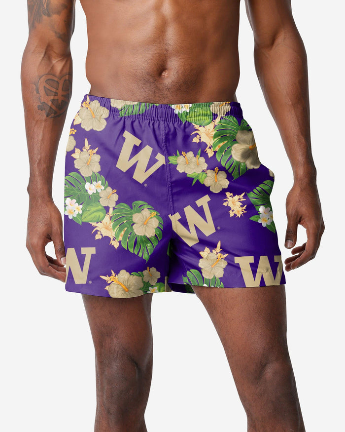 Washington Huskies Floral Swimming Trunks FOCO S - FOCO.com