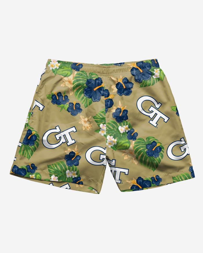 Georgia Tech Yellow Jackets Floral Swimming Trunks FOCO - FOCO.com