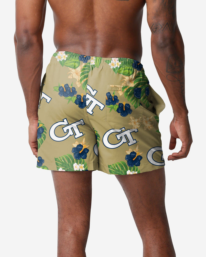 Georgia Tech Yellow Jackets Floral Swimming Trunks FOCO - FOCO.com