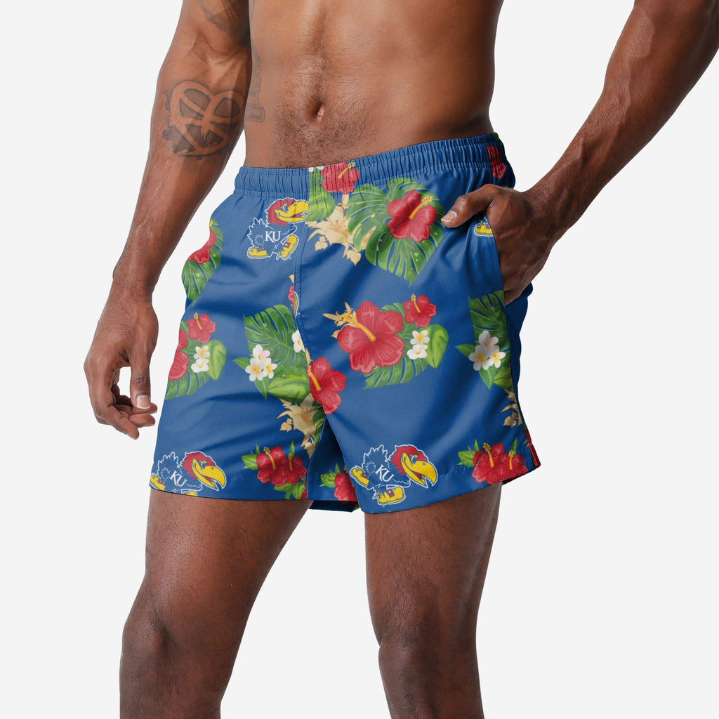 Kansas Jayhawks Floral Swimming Trunks FOCO S - FOCO.com