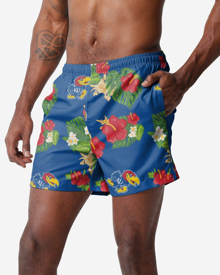 Kansas Jayhawks Floral Swimming Trunks FOCO S - FOCO.com