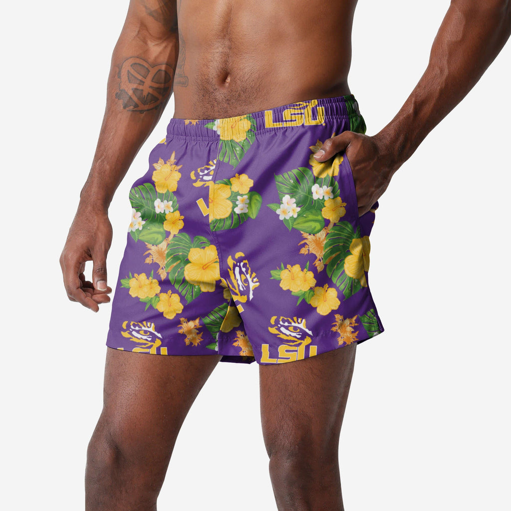 LSU Tigers Floral Swimming Trunks FOCO S - FOCO.com