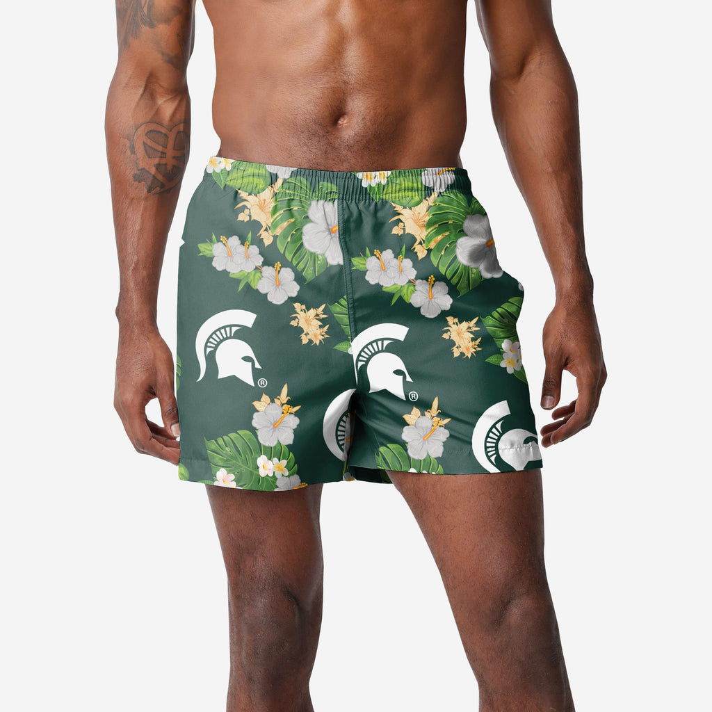 Michigan State Spartans Floral Swimming Trunks FOCO S - FOCO.com