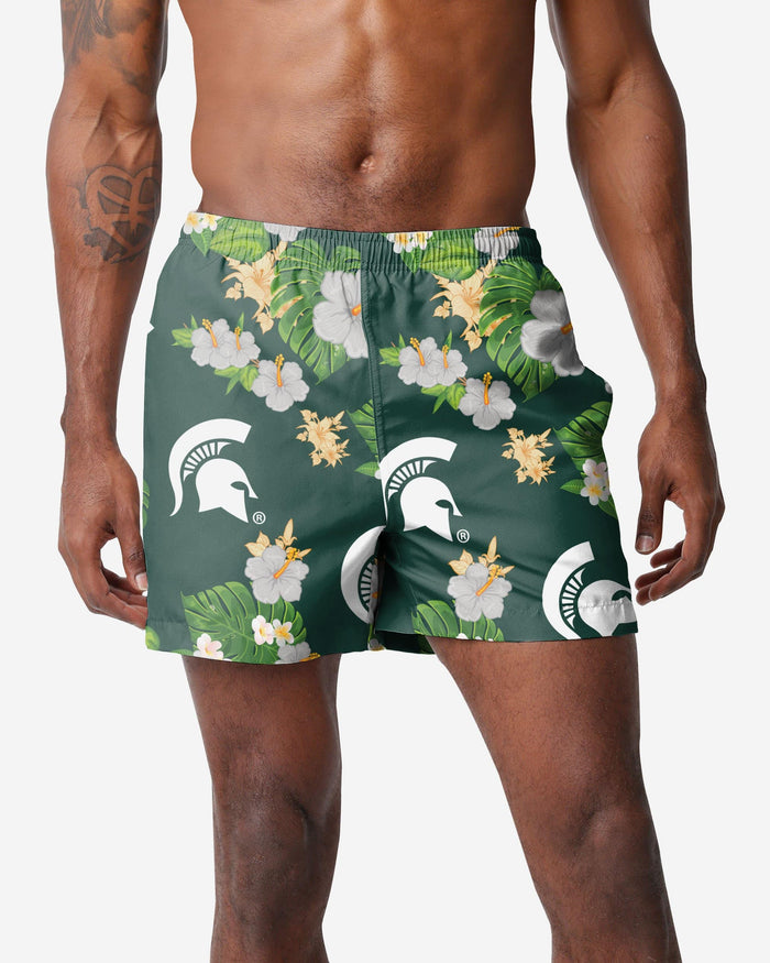 Michigan State Spartans Floral Swimming Trunks FOCO S - FOCO.com