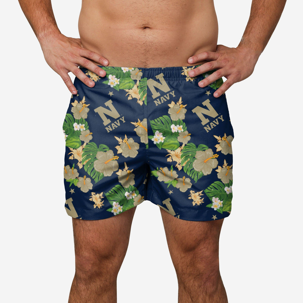 Navy Midshipmen Floral Swimming Trunks FOCO S - FOCO.com