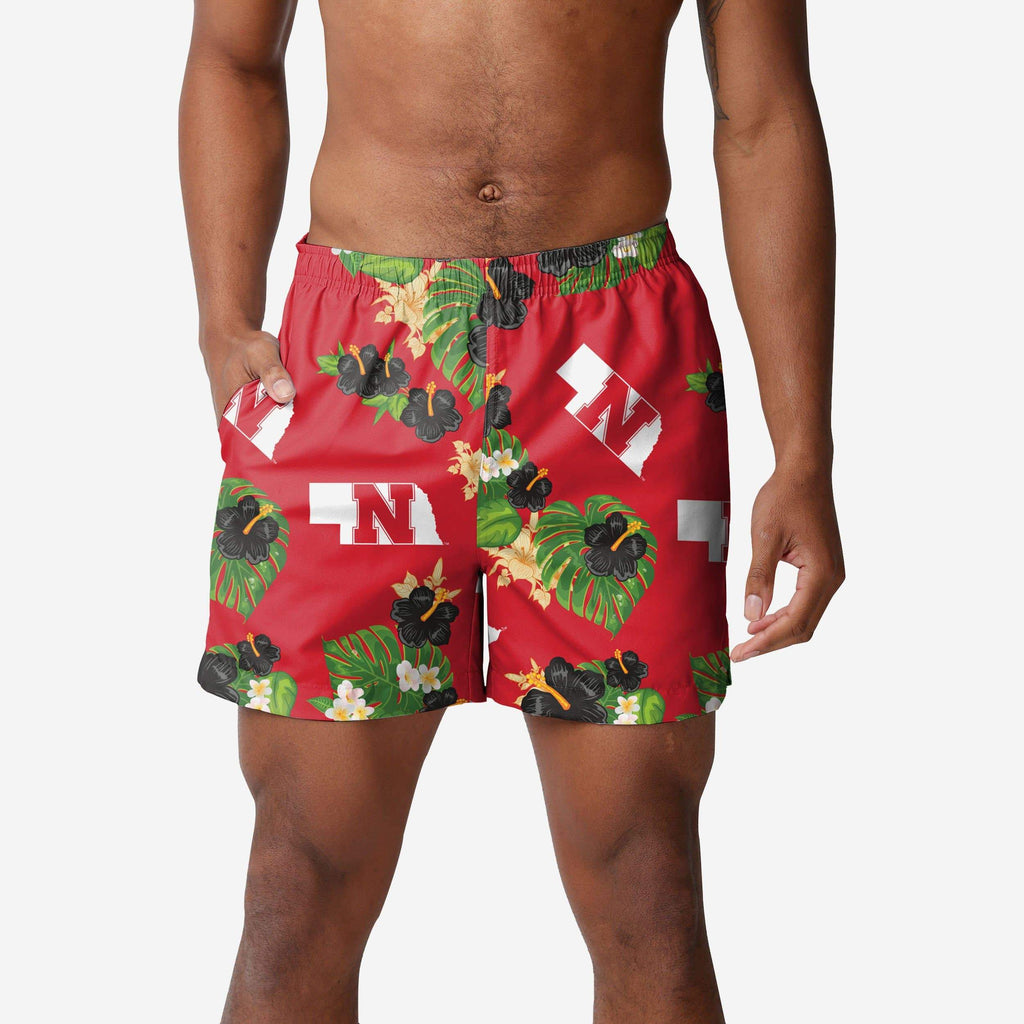 Nebraska Cornhuskers Original Floral Swimming Trunks FOCO S - FOCO.com