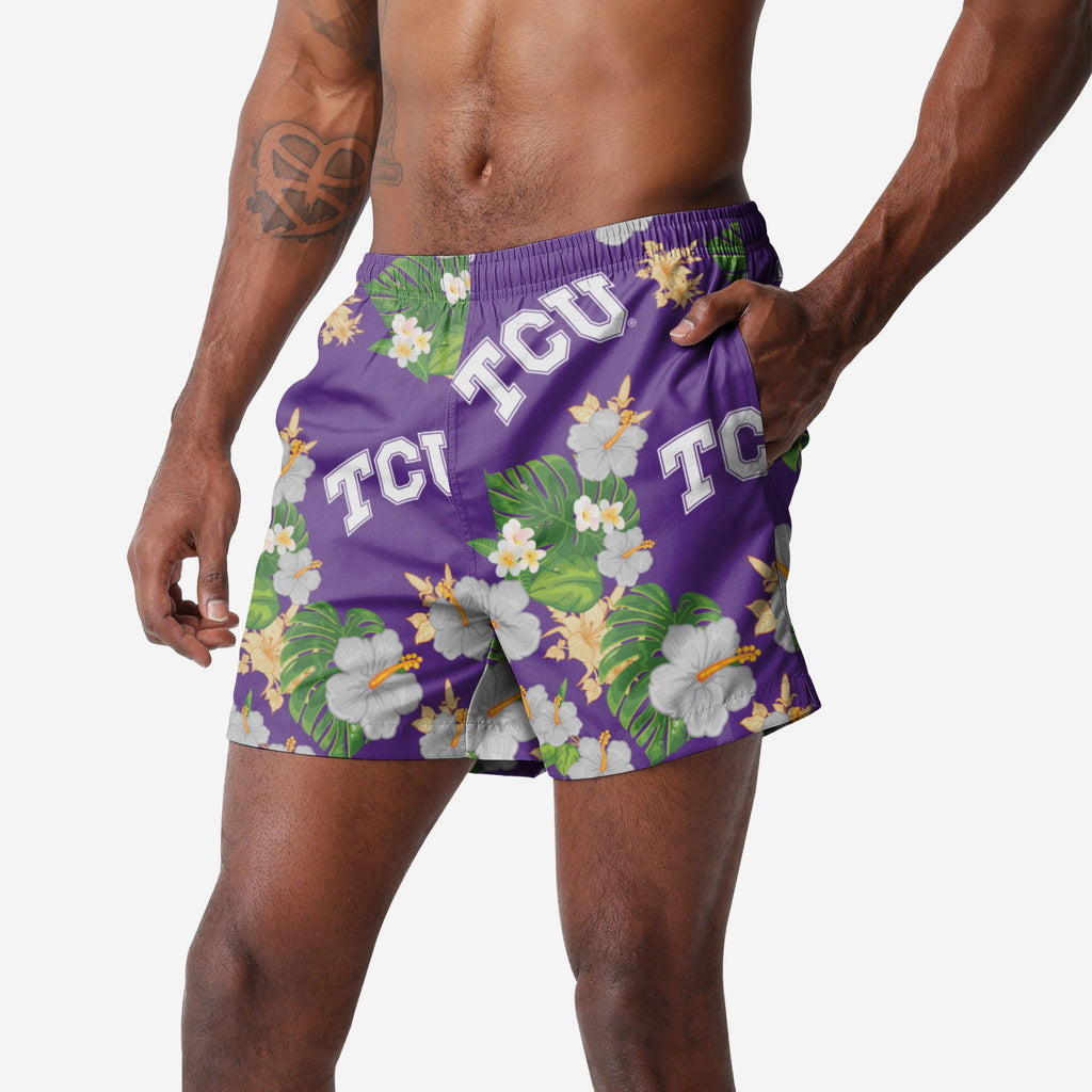 TCU Horned Frogs Floral Swimming Trunks FOCO S - FOCO.com