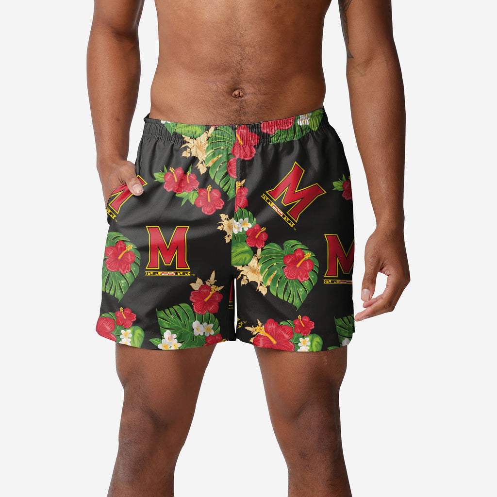 Maryland Terrapins Floral Swimming Trunks FOCO S - FOCO.com