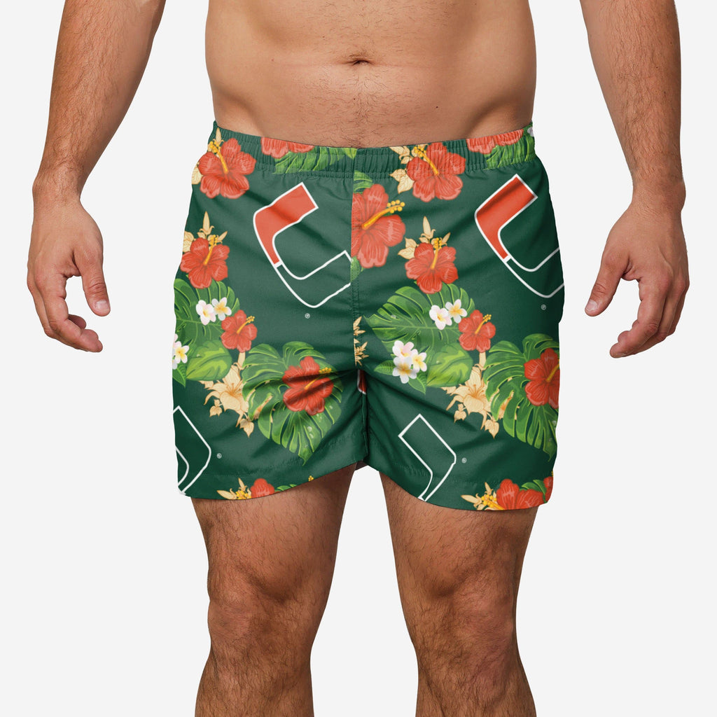 Miami Hurricanes Floral Swimming Trunks FOCO S - FOCO.com