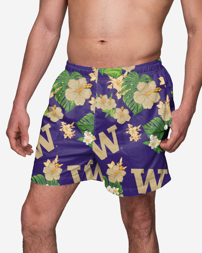 Washington Huskies Original Floral Swimming Trunks FOCO S - FOCO.com