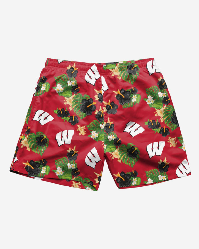 Wisconsin Badgers Floral Swimming Trunks FOCO - FOCO.com