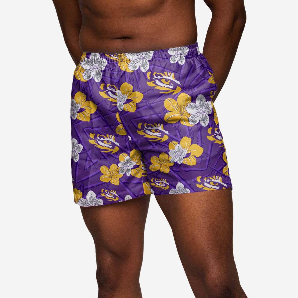 Lsu Tigers Hibiscus Swimming Trunks FOCO S - FOCO.com