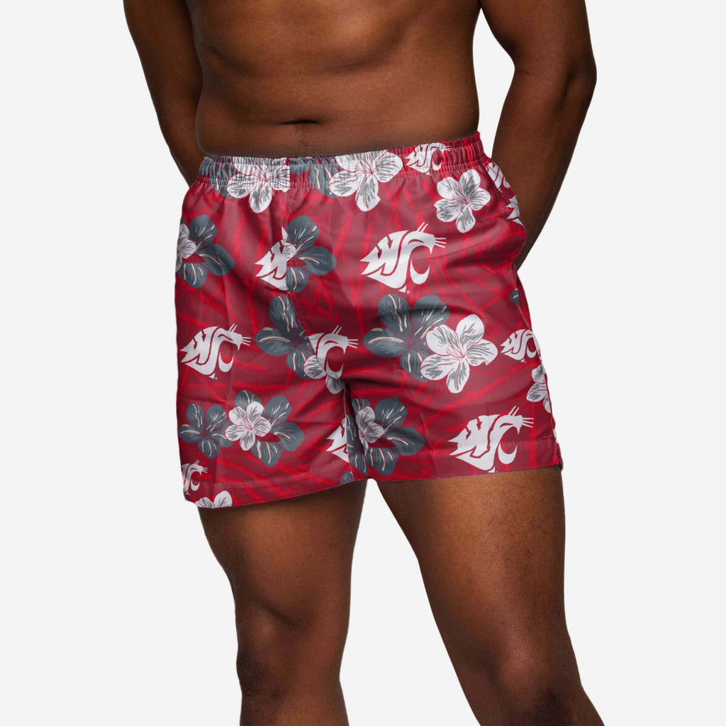 Washington State Cougars Hibiscus Swimming Trunks FOCO S - FOCO.com