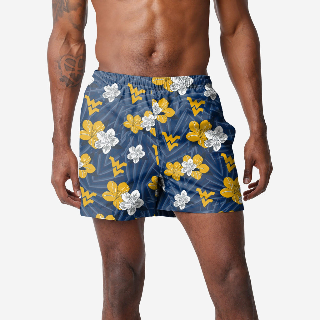 West Virginia Mountaineers Hibiscus Swimming Trunks FOCO S - FOCO.com