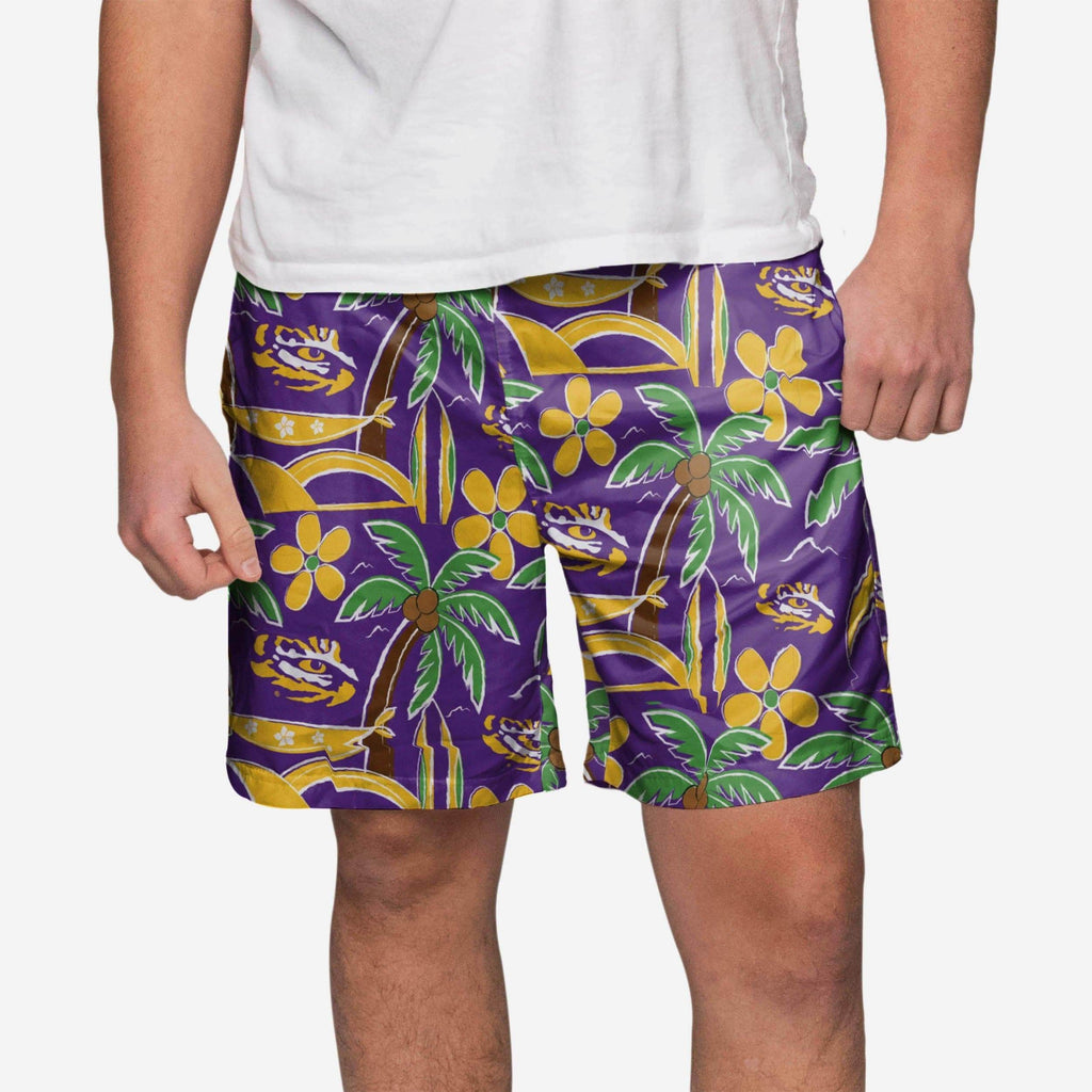 LSU Tigers Tropical Swimming Trunks FOCO S - FOCO.com