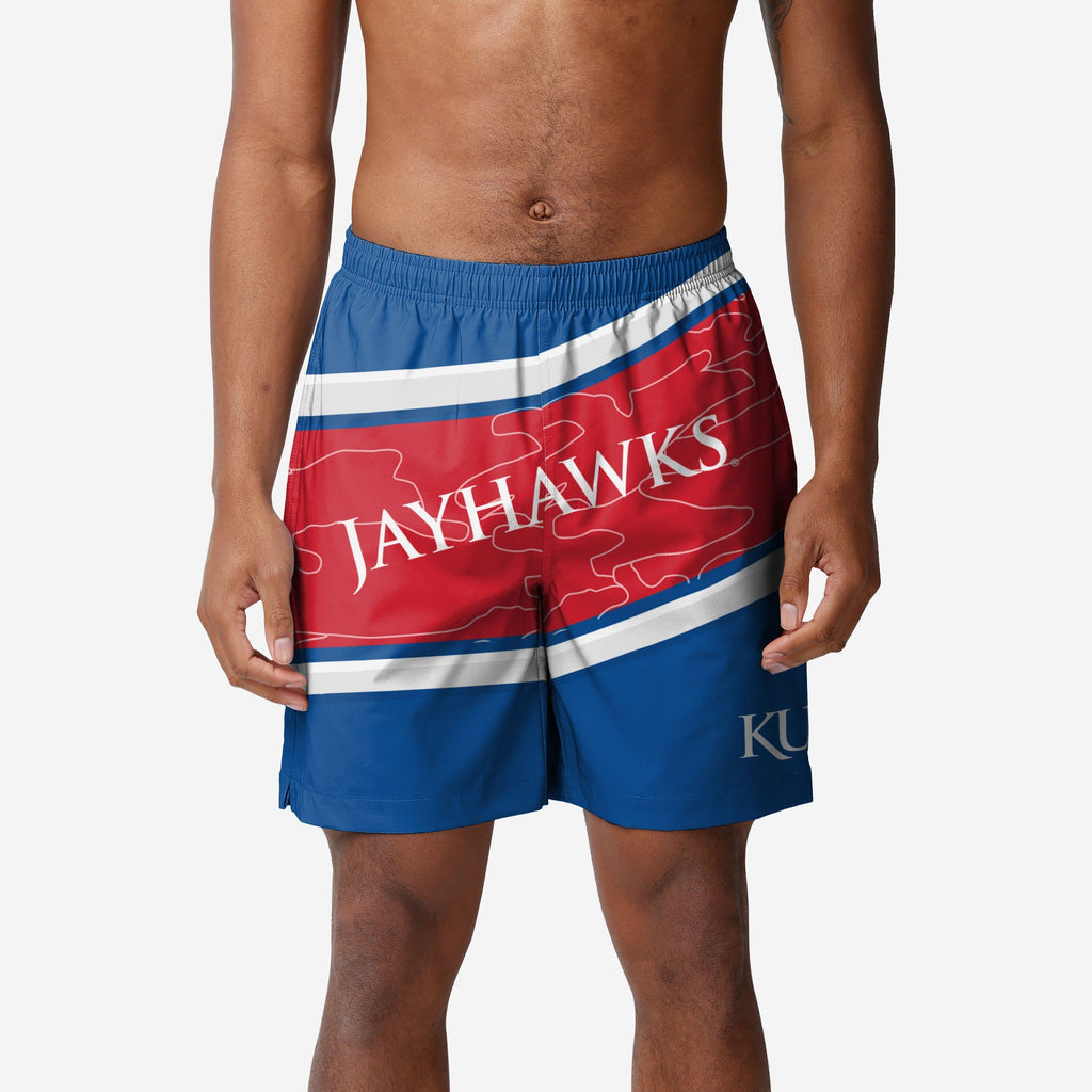 Kansas Jayhawks Big Wordmark Swimming Trunks FOCO S - FOCO.com