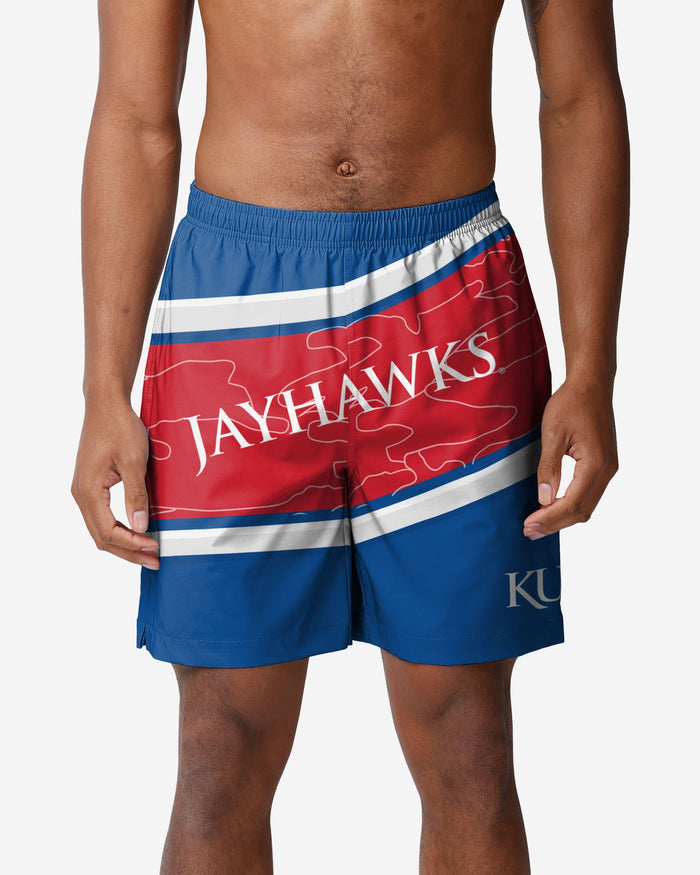 Kansas Jayhawks Big Wordmark Swimming Trunks FOCO S - FOCO.com