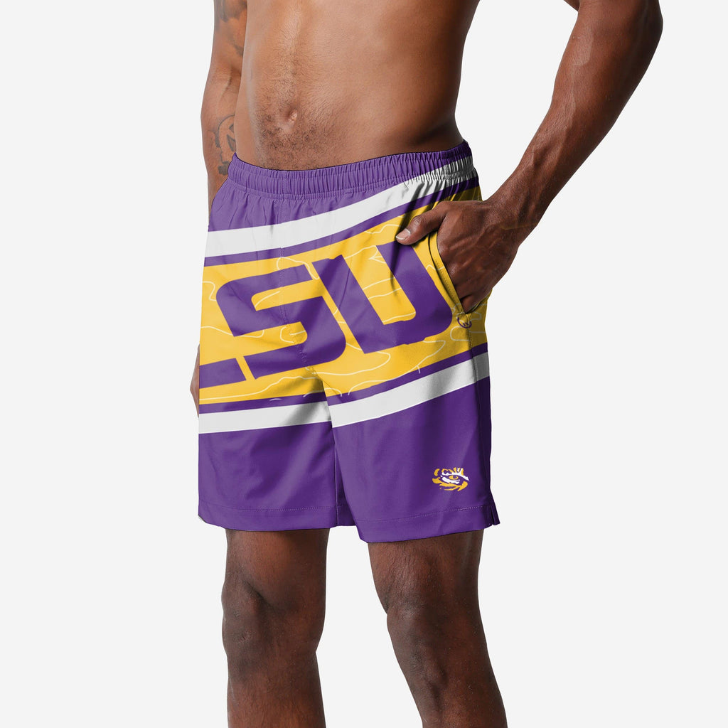 LSU Tigers Big Wordmark Swimming Trunks FOCO S - FOCO.com