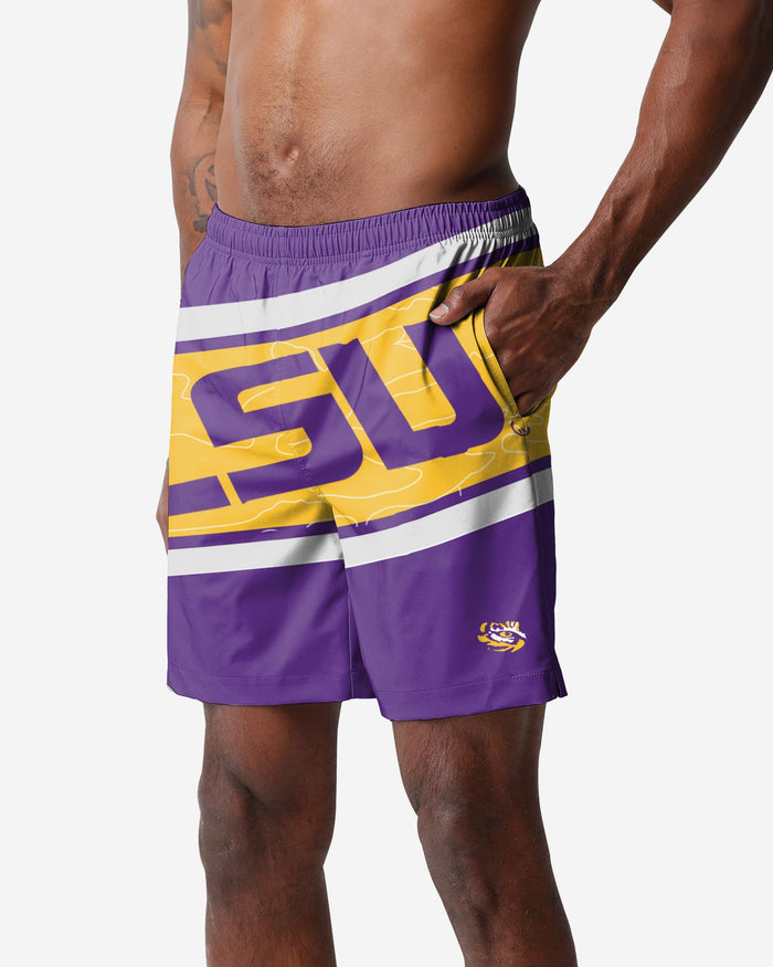 LSU Tigers Big Wordmark Swimming Trunks FOCO S - FOCO.com