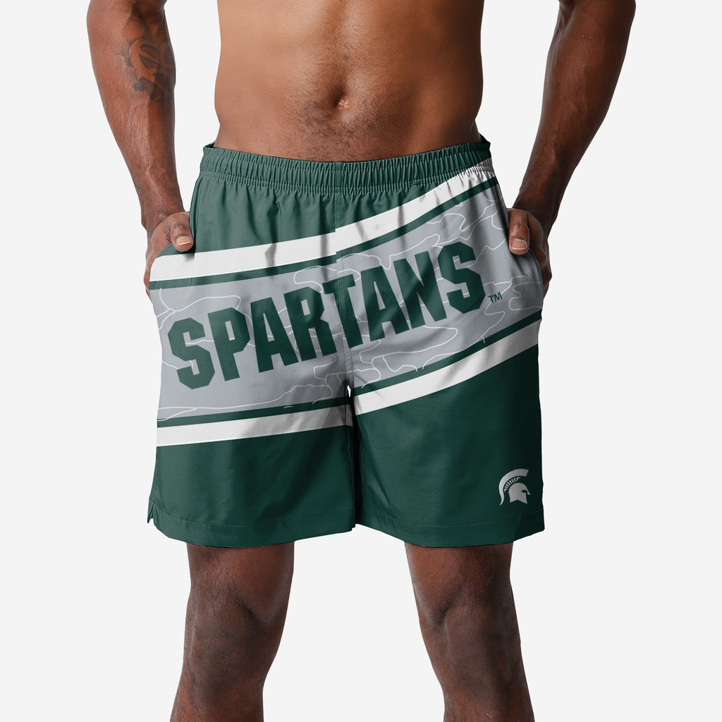 Michigan State Spartans Big Wordmark Swimming Trunks FOCO S - FOCO.com