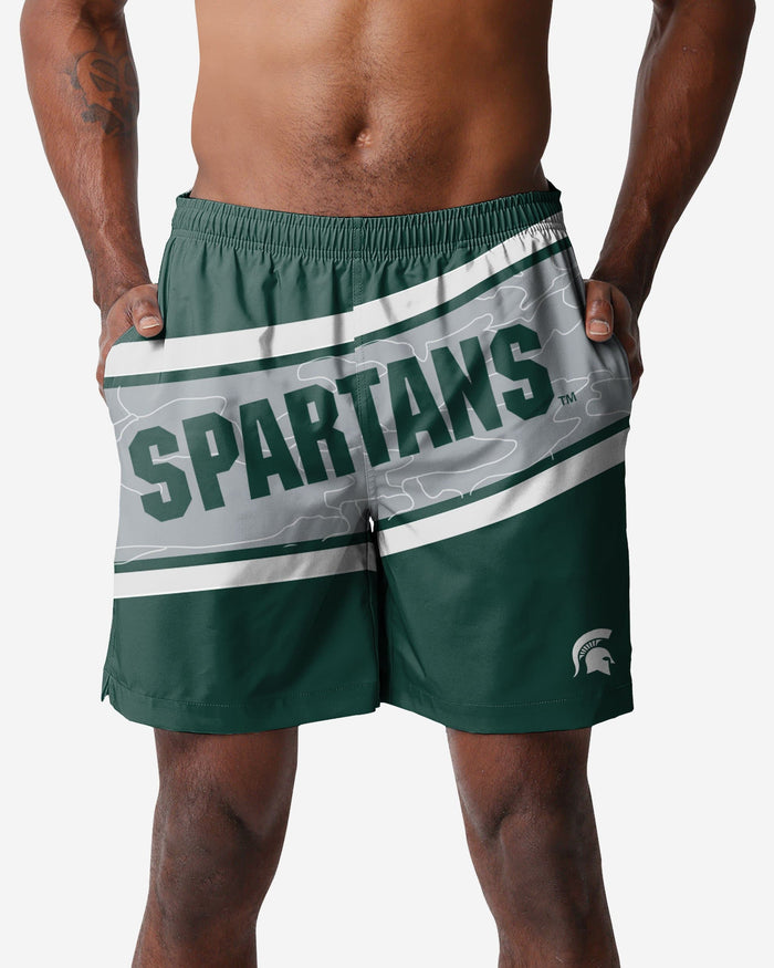 Michigan State Spartans Big Wordmark Swimming Trunks FOCO S - FOCO.com