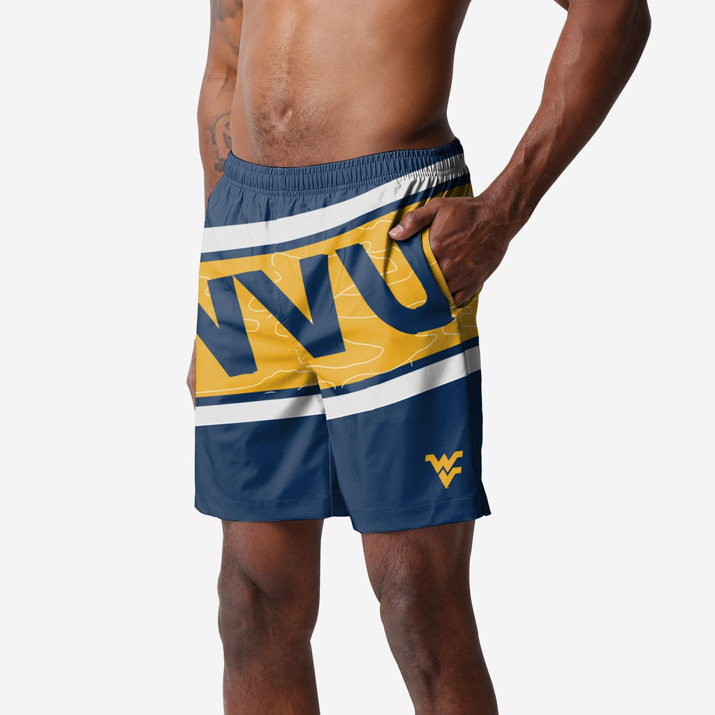 West Virginia Mountaineers Big Wordmark Swimming Trunks FOCO S - FOCO.com