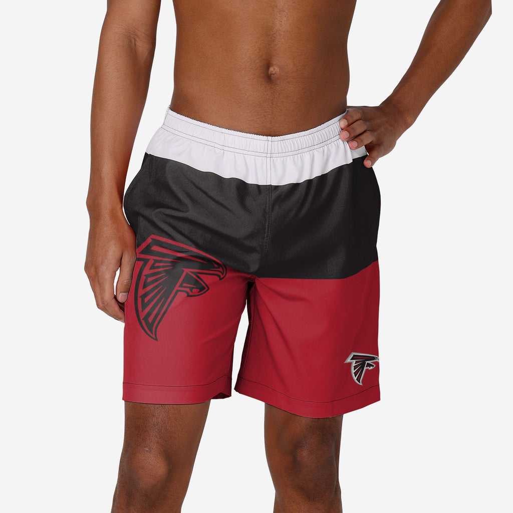 Atlanta Falcons 3 Stripe Big Logo Swimming Trunks FOCO S - FOCO.com