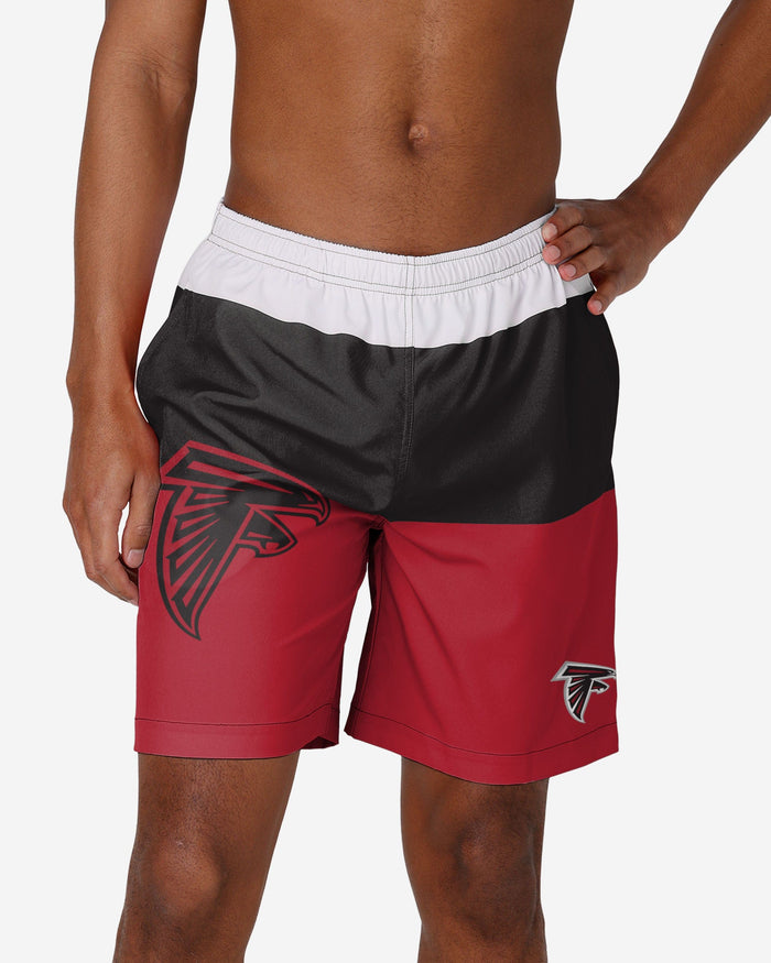 Atlanta Falcons 3 Stripe Big Logo Swimming Trunks FOCO S - FOCO.com