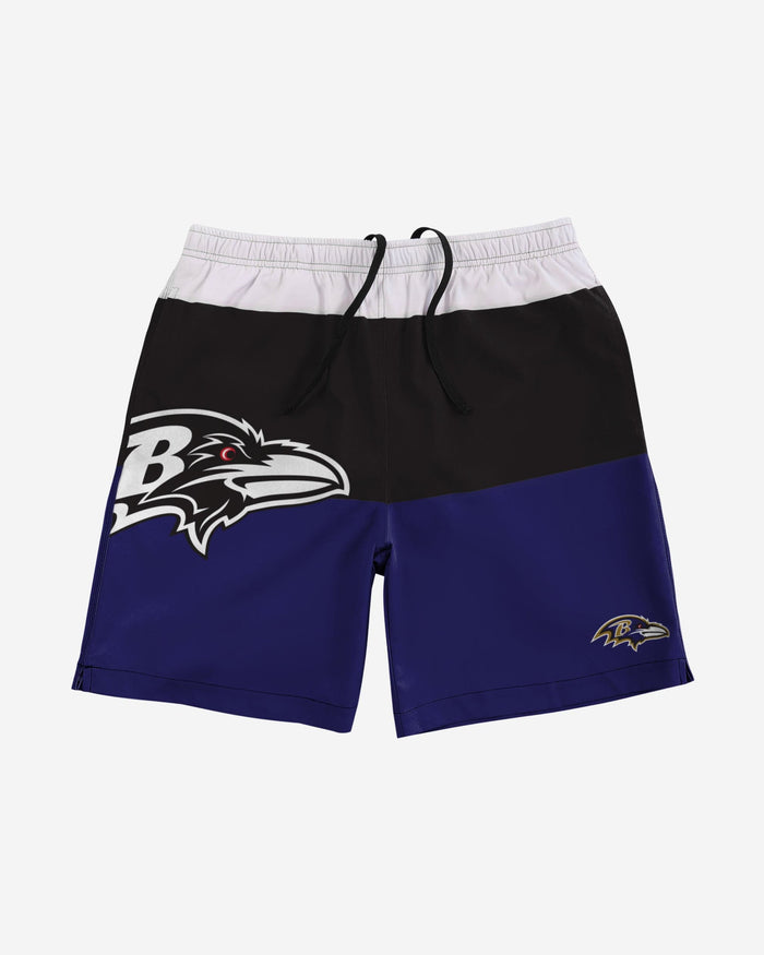 Baltimore Ravens 3 Stripe Big Logo Swimming Trunks FOCO - FOCO.com