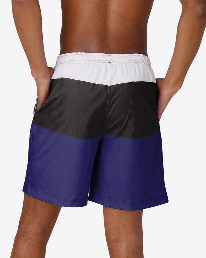 Baltimore Ravens 3 Stripe Big Logo Swimming Trunks FOCO - FOCO.com