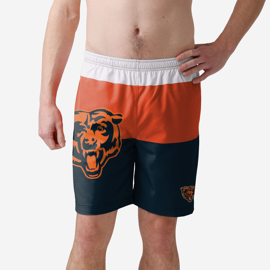 Chicago Bears 3 Stripe Big Logo Swimming Trunks FOCO S - FOCO.com