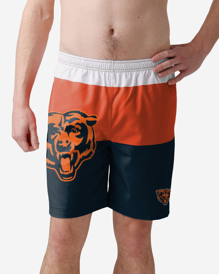 Chicago Bears 3 Stripe Big Logo Swimming Trunks FOCO S - FOCO.com