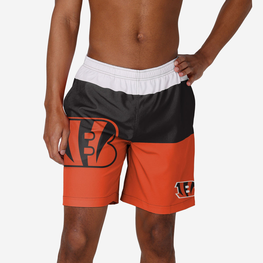 Cincinnati Bengals 3 Stripe Big Logo Swimming Trunks FOCO S - FOCO.com