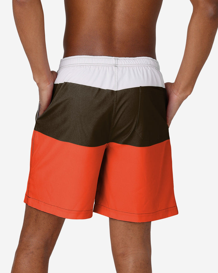 Cleveland Browns 3 Stripe Big Logo Swimming Trunks FOCO - FOCO.com