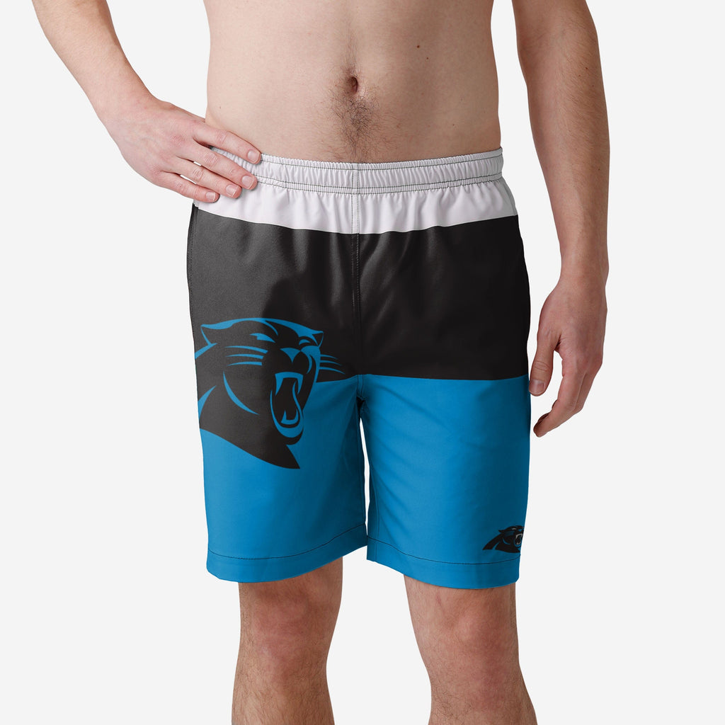 Carolina Panthers 3 Stripe Big Logo Swimming Trunks FOCO S - FOCO.com